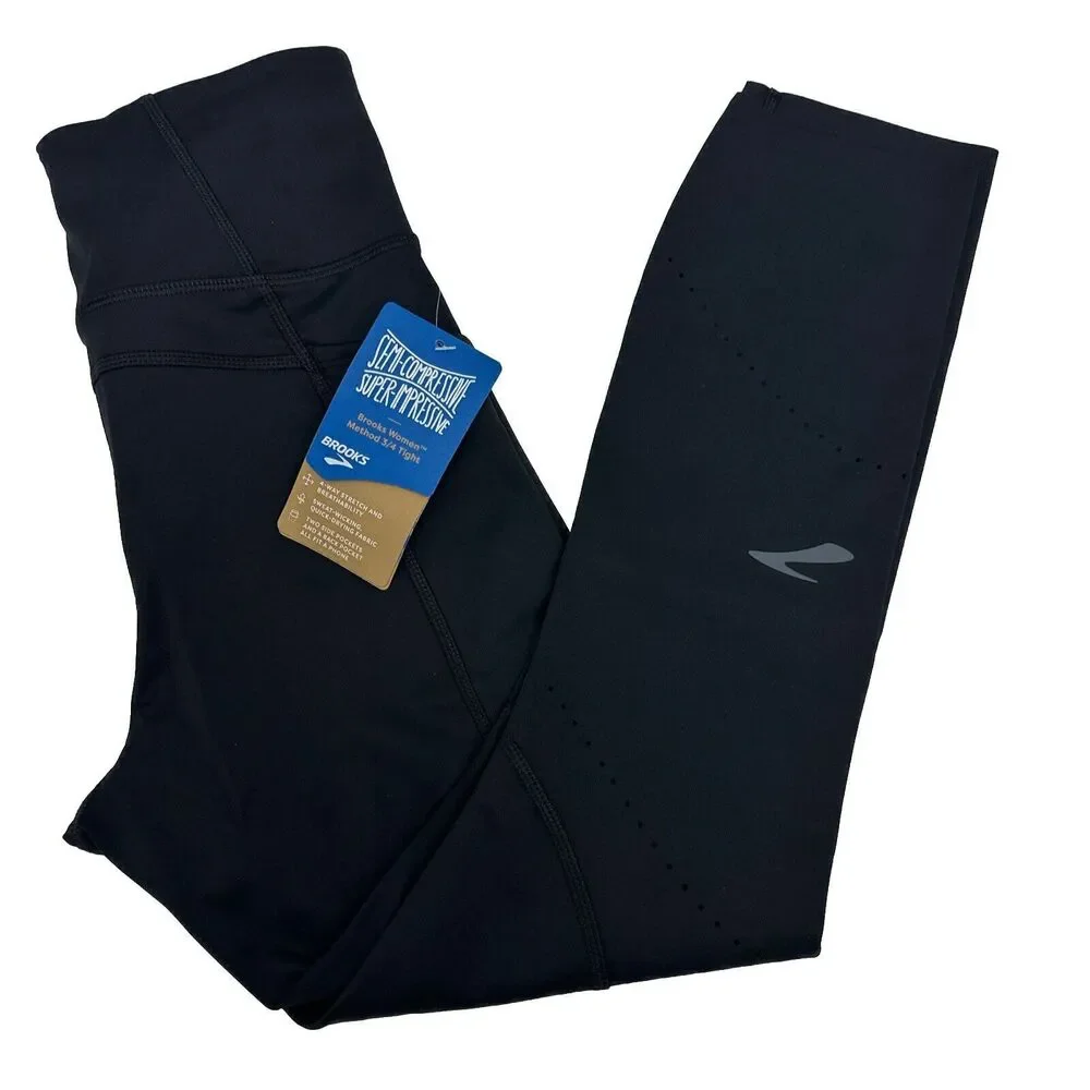 Brooks Method 3/4 Tight Women's Running Color Black Size XS New - Picture 4 of 16